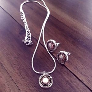 Silver- and Bronze-Tone Earrings & Necklace